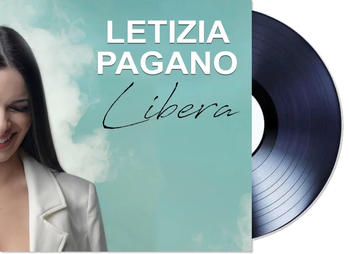 copertina disco "libera" di letizia pagano con vinile che esce a destra
